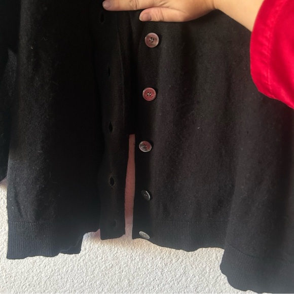 Bryn Walker Cotton/Cashmere Black Button-Up Women's Sweater Cardigan Boxy Medium - Picture 10 of 11